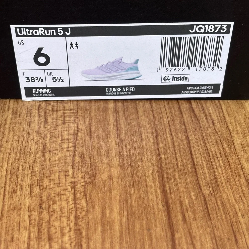 Adidas UltraRun 5 J Running Shoes Kids Size 6 Lavender Purple NIB‎ JQ1873